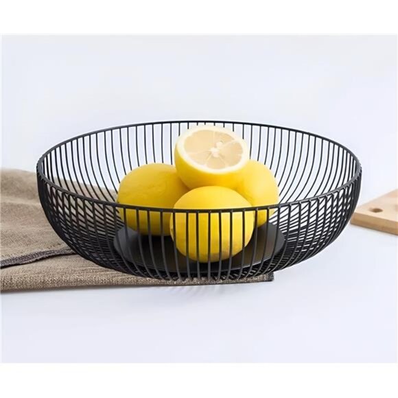 Metal Wire Countertop Fruit Basket Bowl - Black Fruit Bowl for Kitchen Counter - Picture 3 of 7